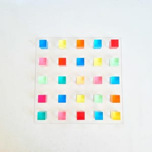 Hand Painted Acrylic Cube Wall Sculpture: Modern Minimalist Art