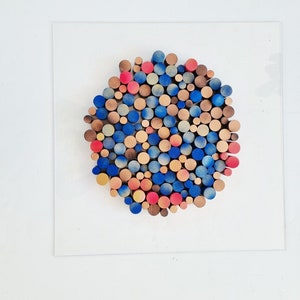 Wood wall art, Circle wood art, Dowel art. Circular Sculpture wooden art. 3 D art. Modern and fun decorations for any space in your home. © image 6