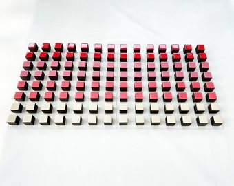 Gradient red wood wall art. Hand painted wood cubes with resin finish. Modern abstract sculpture art. 3d art© Mosaic wall art.Office deco.