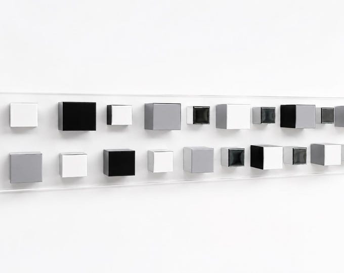 Black and white wall art.  Long and  Narrow wood decor. Modern 3d Sculpture. Resin finish. It can be hung vertically or horizontally ©