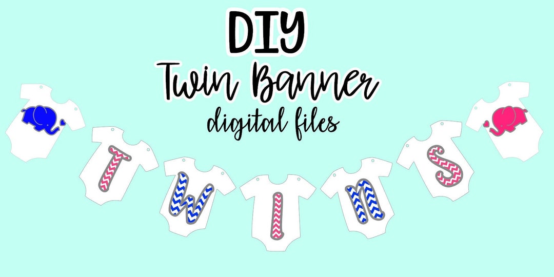INSTANT DOWNLOAD- SVG Twins Banner Svg, Onesie Banner Svg, Elephant Svg ...