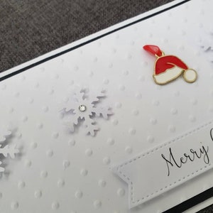 Portafoglio di soldi di Natale fatto a mano, busta, porta carte regalo/voucher, cappello di Babbo Natale, ciondolo, buon Natale