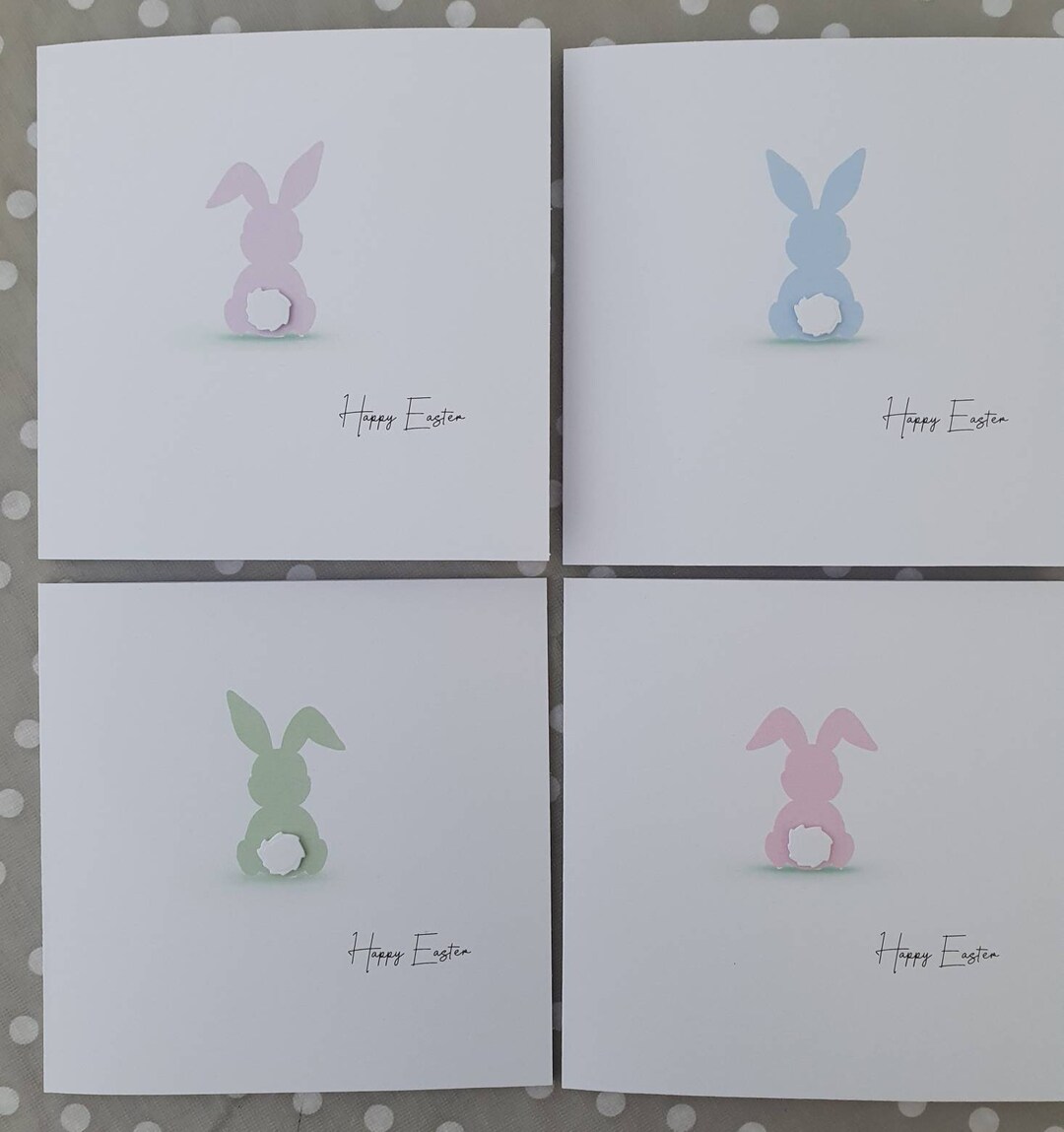 Handmade Easter Bunny Cards, Pack of 4 - Etsy UK