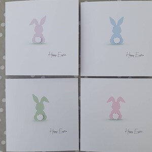 Ostern, Handgemacht, Packung mit 4 süßen Osterhasenkarten 15×15 cm