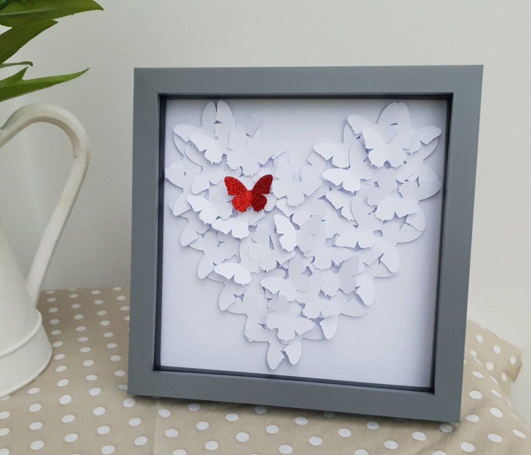 Handmade 3d Heart Butterfly Box Frame - Etsy UK
