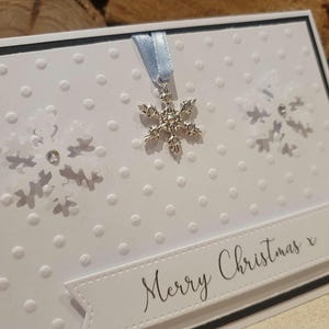 Handgefertigte Weihnachtsgeldbörse, Umschlag, Geschenkkarten-/Gutscheinhalter, Schneeflocke, Charm, Frohe Weihnachten