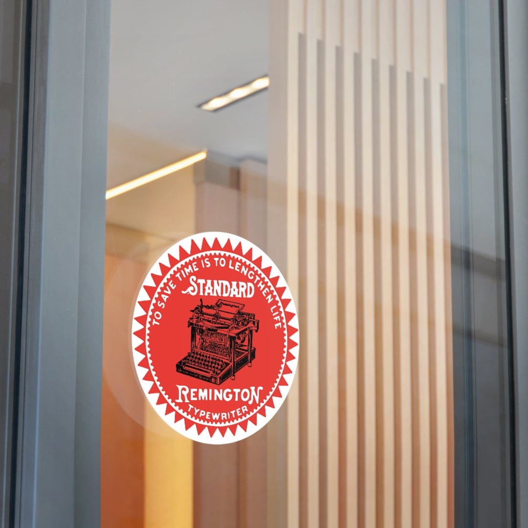 Remington Typewriter Logo Seal Round Vinyl Stickers 26 Etsy