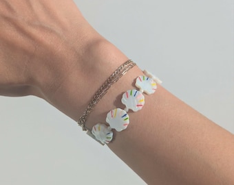 Hand Painted Seashells Bracelet | Handmade Beaded Bracelet | Unique Colorful Jewelry | Gift For Her