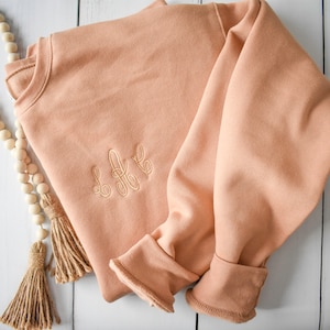 Monogrammed Fleece Sweatshirt | Sand Embroidered Crewneck