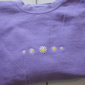 Embroidered Floral Daisy Sweatshirt Light Green Crewneck Chambray Seafoam Comfort Colors Embroidered Sweatshirt image 6