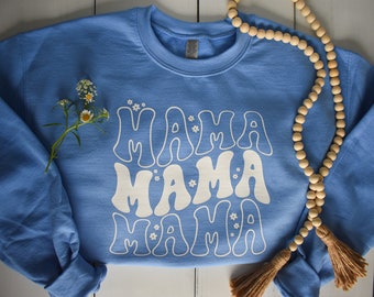 Mama Sweatshirt | Blue Crew-neck | Vinyl Crewneck