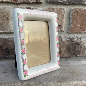 Small porcelain picture frame - Mother&#39;s Day gift &quot;For mother&quot; mini porcelain picture frame 2&quot;x3&quot; ~  Made in Taiwan