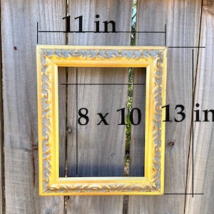 Schöner vergoldeter goldener kleiner Bilderrahmen 20,3 x 25,5 cm - quadratischer Kunstrahmen - Verzierter Goldholzrahmen - ÖL-KUNST-Rahmen