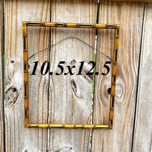 Vintage Bamboo Picture Frame: Gold & Black Hollywood Regency Decor (10.5x12.5 in Open Frame