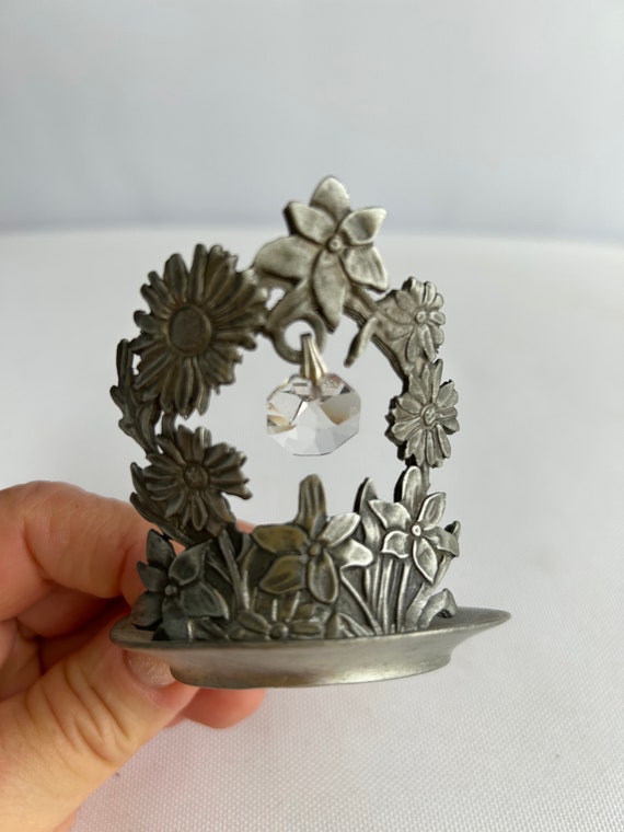 ヴィンテージ ピューター＆クリスタル キャンドルホルダー - ミッド