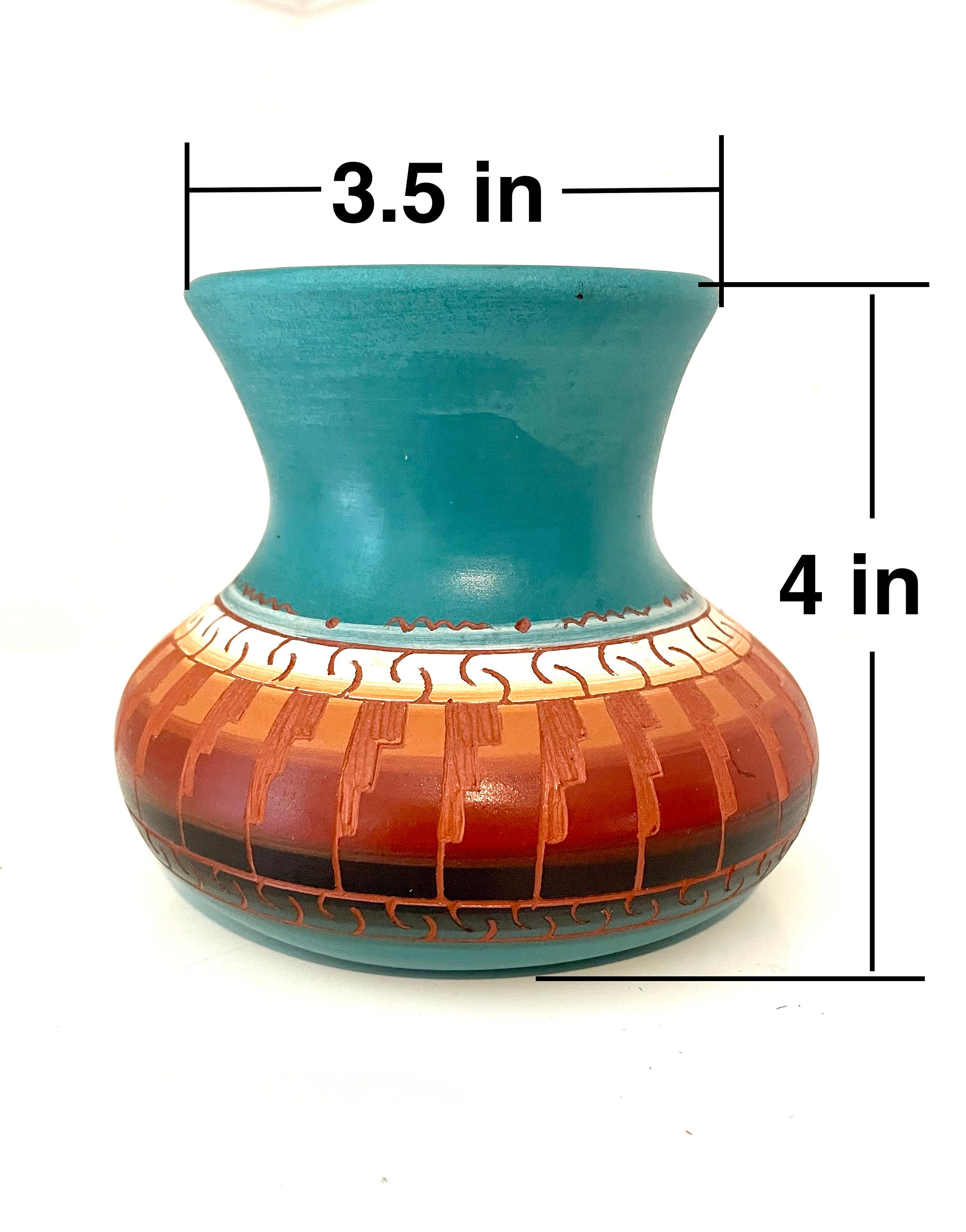 ナバホ族ネイティブアメリカン南西部陶器の花瓶（モーガン作、'97