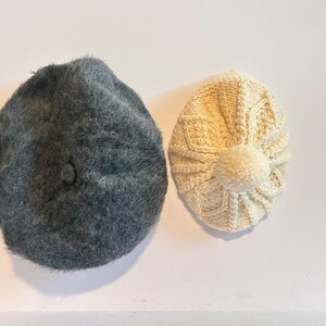 Vintage 1970s Cream Wool Cap, Made in Britain Slouchy Beret Style Hat Bon Chic main image 3