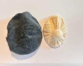 Boina de lana vintage para niños, boina de fieltro gris para niños, boina tradicional irlandesa de lana merino, gorro Carrigdon hecho a mano, gorro de punto color crema, estilo europeo.