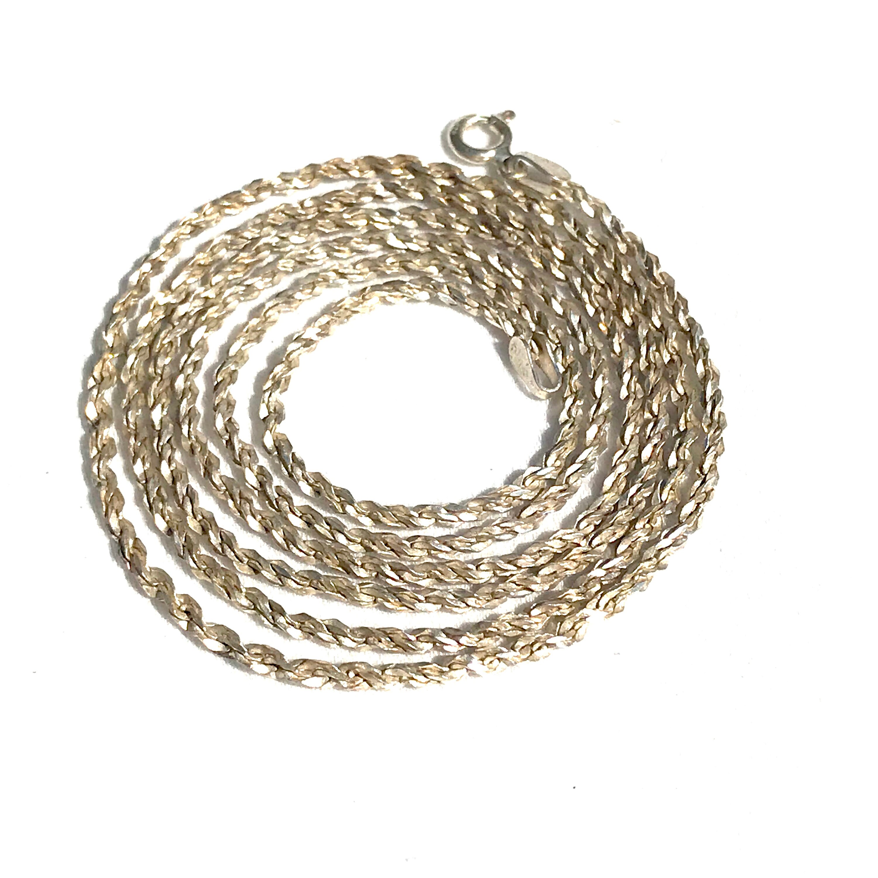 Silver long chain necklace twisted laser cut Chain 30L Etsy