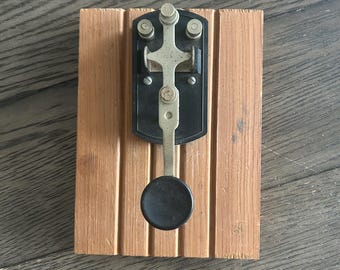 Clé télégraphique en code Morse vintage, radio-amateur à clé droite, base en bois, clé CW, outil pour opérateur radio, électronique rétro