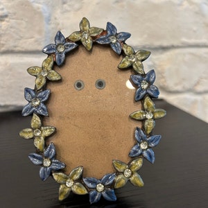 LOVELY Flowers Rhinestones picture frame 2.5&quot;x3.5&quot;- Charming miniature photo frame - wedding photo frame - Square Rectangle Oval mini frame
