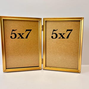 Embossed Brass Bifold Picture Frame 5x7 - Non Glare Glass