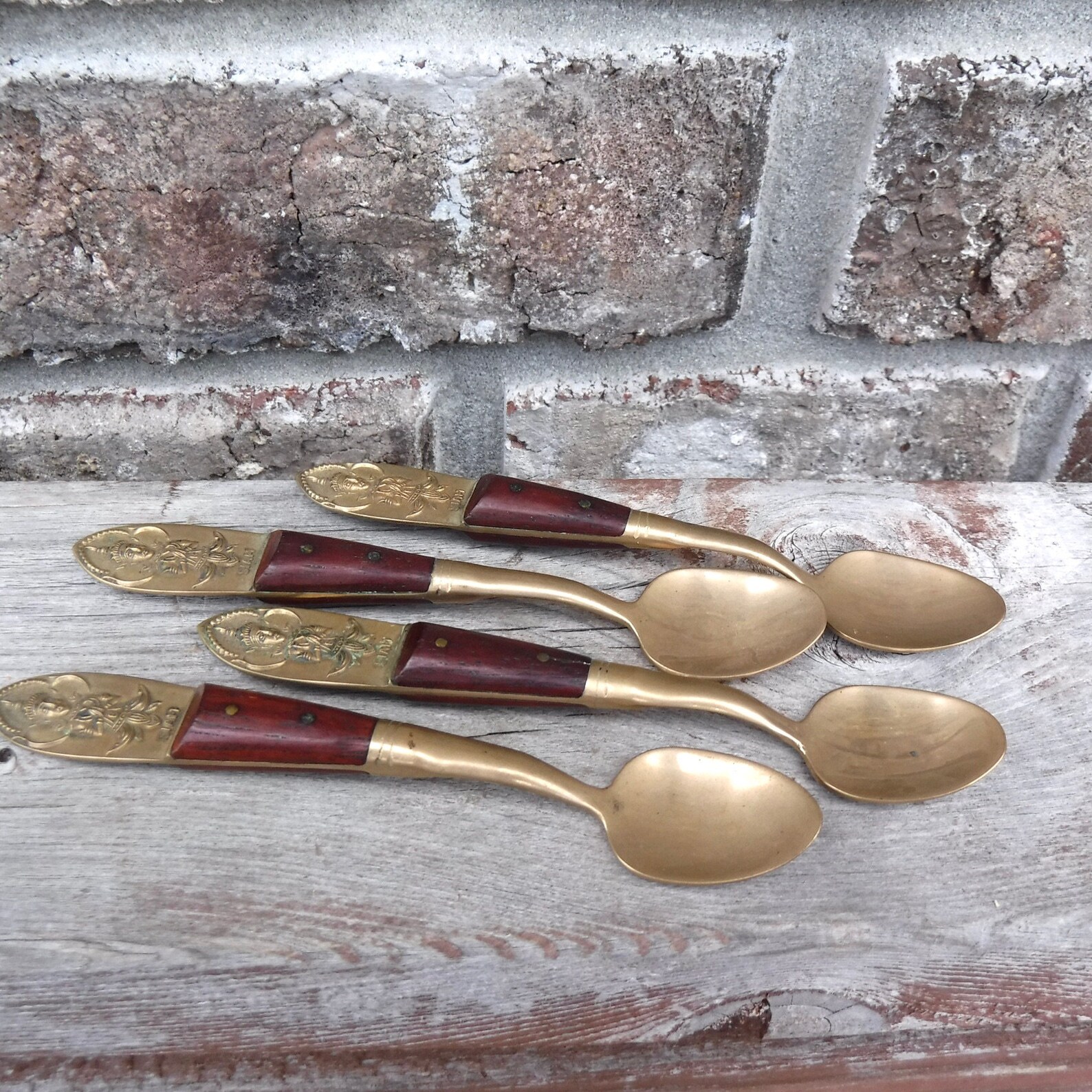 Vintage brass demitasse spoons SIAM Thailand 1970s Souvenir Etsy