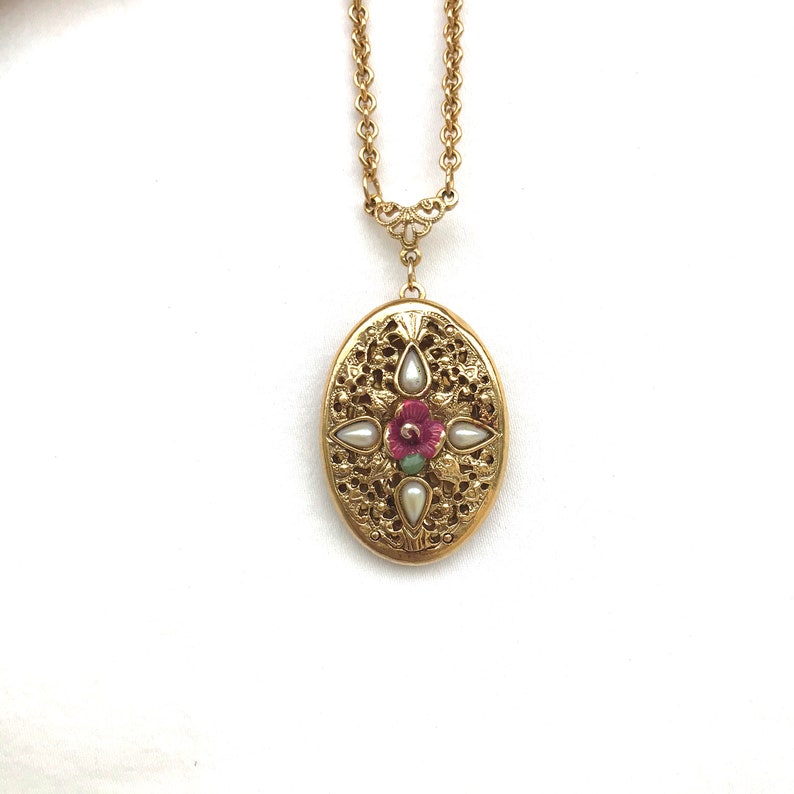 Vintage 1990s locket long necklace 30 1928 Jewelry | Etsy