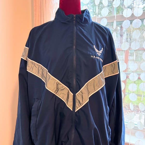 US Air Force PTU Jacket Medium Regular Blue Reflective Windbreaker Military Training Jacket USAF