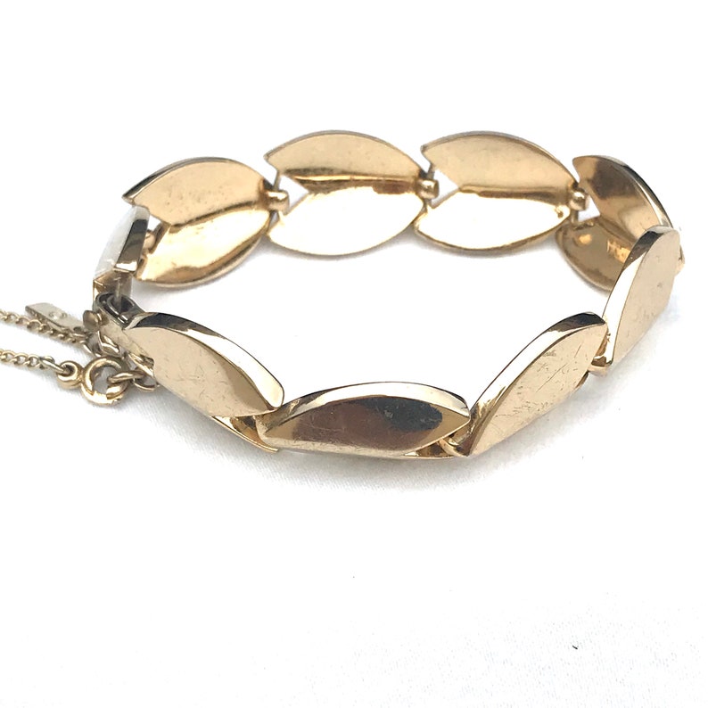 gold bracelet Vintage Leaf link bracelet vintage Etsy