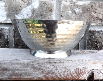 Lovely Hammered silver bowl Hammered glazed Art Deco bowl Vintage handmade small decorative  bowl