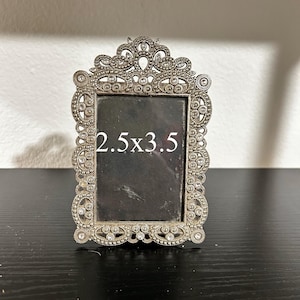 Vintage Strass Bilderrahmen: Verziert Silber Filigran, 2,5x3,5 Foto Display