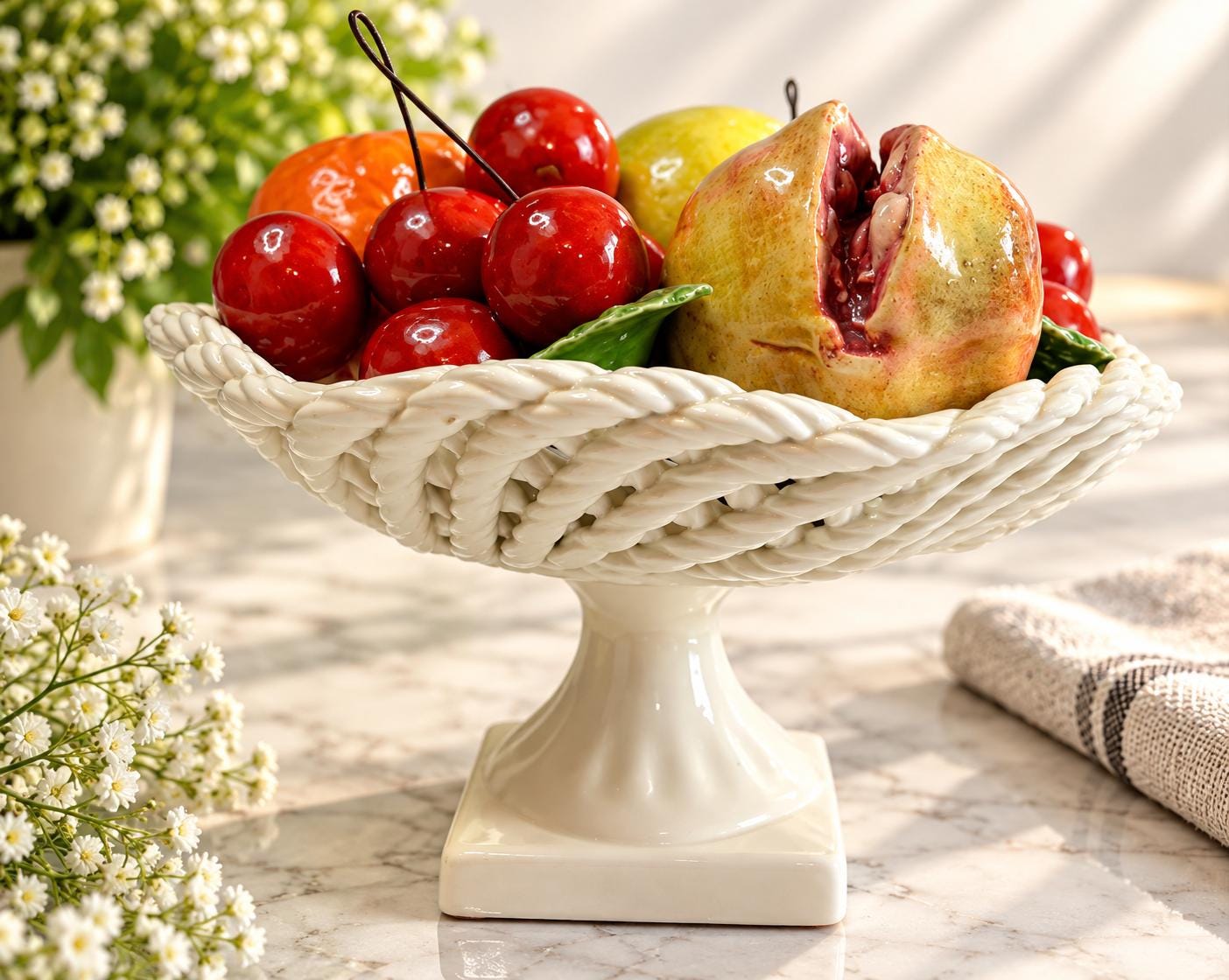 Vintage Ceramic Fruit Basket - Etsy