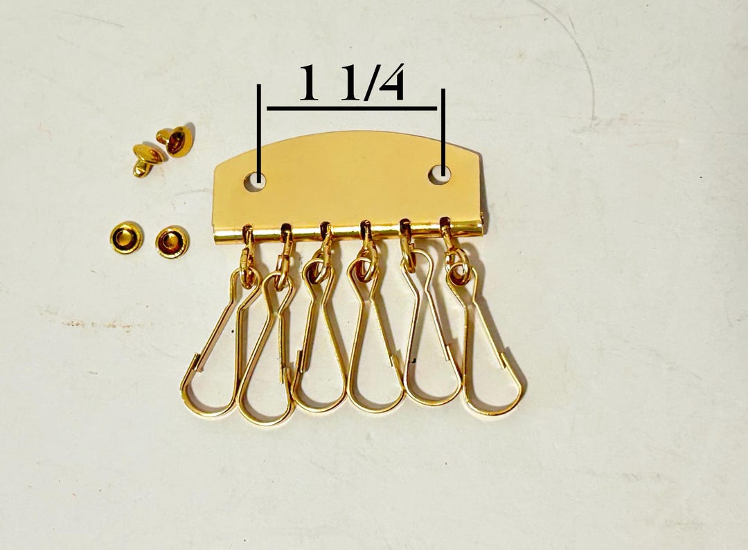 Gold Key Rack Gold Key Holder Insert: DIY Leather Wallet Hardware, 6 Hooks - Etsy
