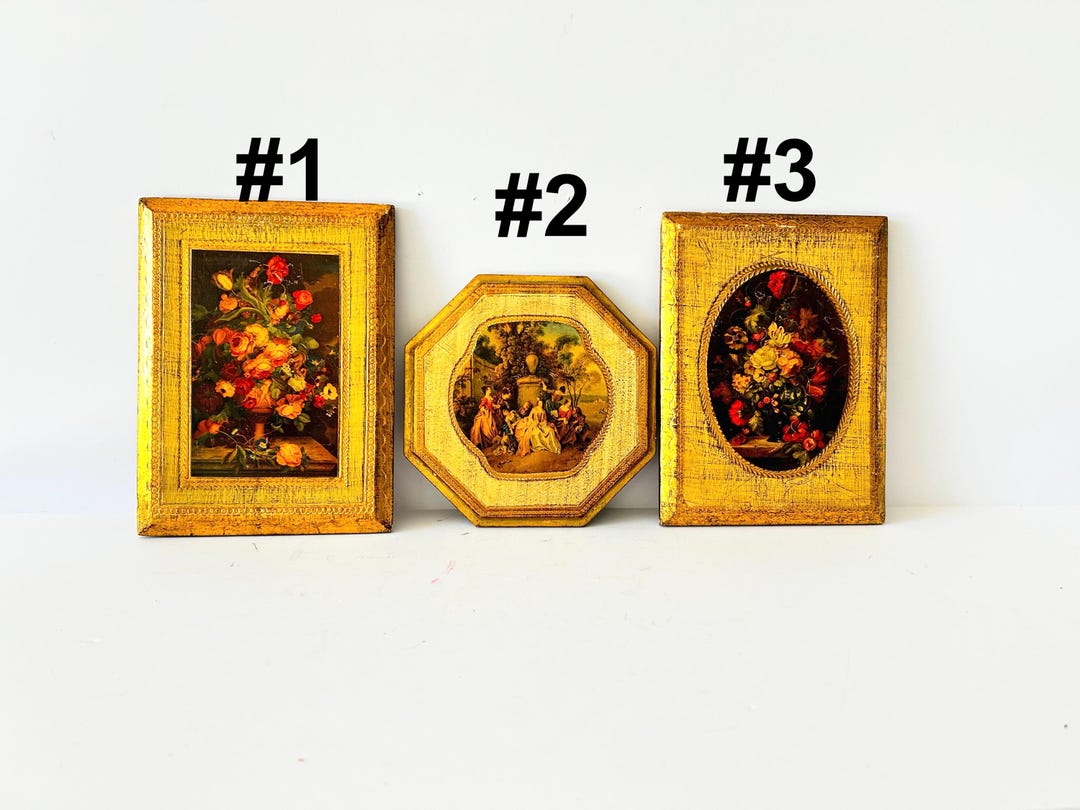 Vintage Italian Florentine Gold Gilt Wood Wall Art - Floral & Romantic ...
