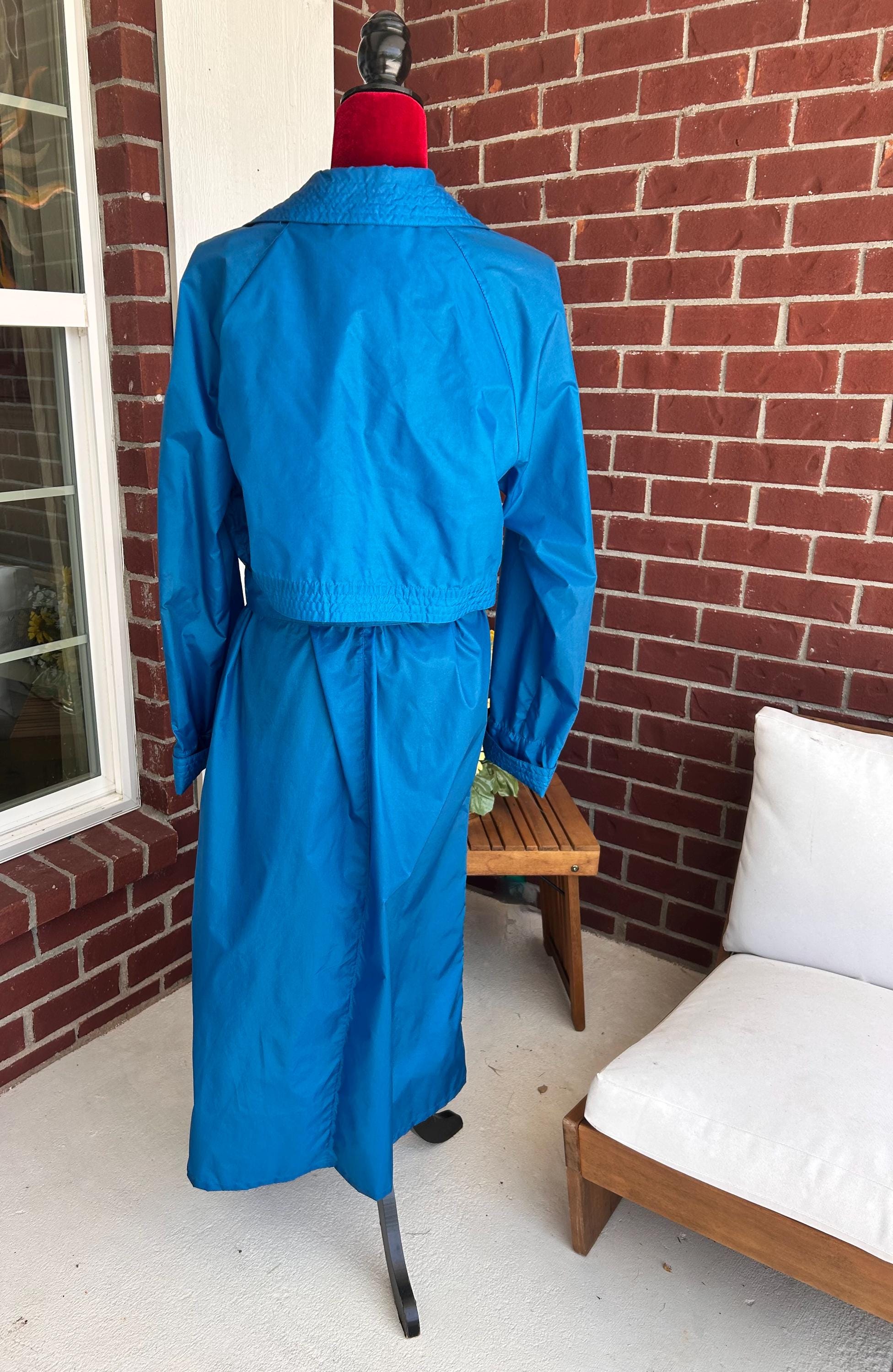 Windbreaker Vintage Bright Blue Raincoat Vintage 1980s Green