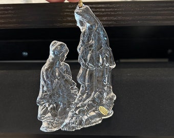 Lovely Christmas tree Nativity Family ornament, Clear Lucite SILVESTRI ornament, Handcrafted in TAIWAN , vintage 98' Christmas tree ornament