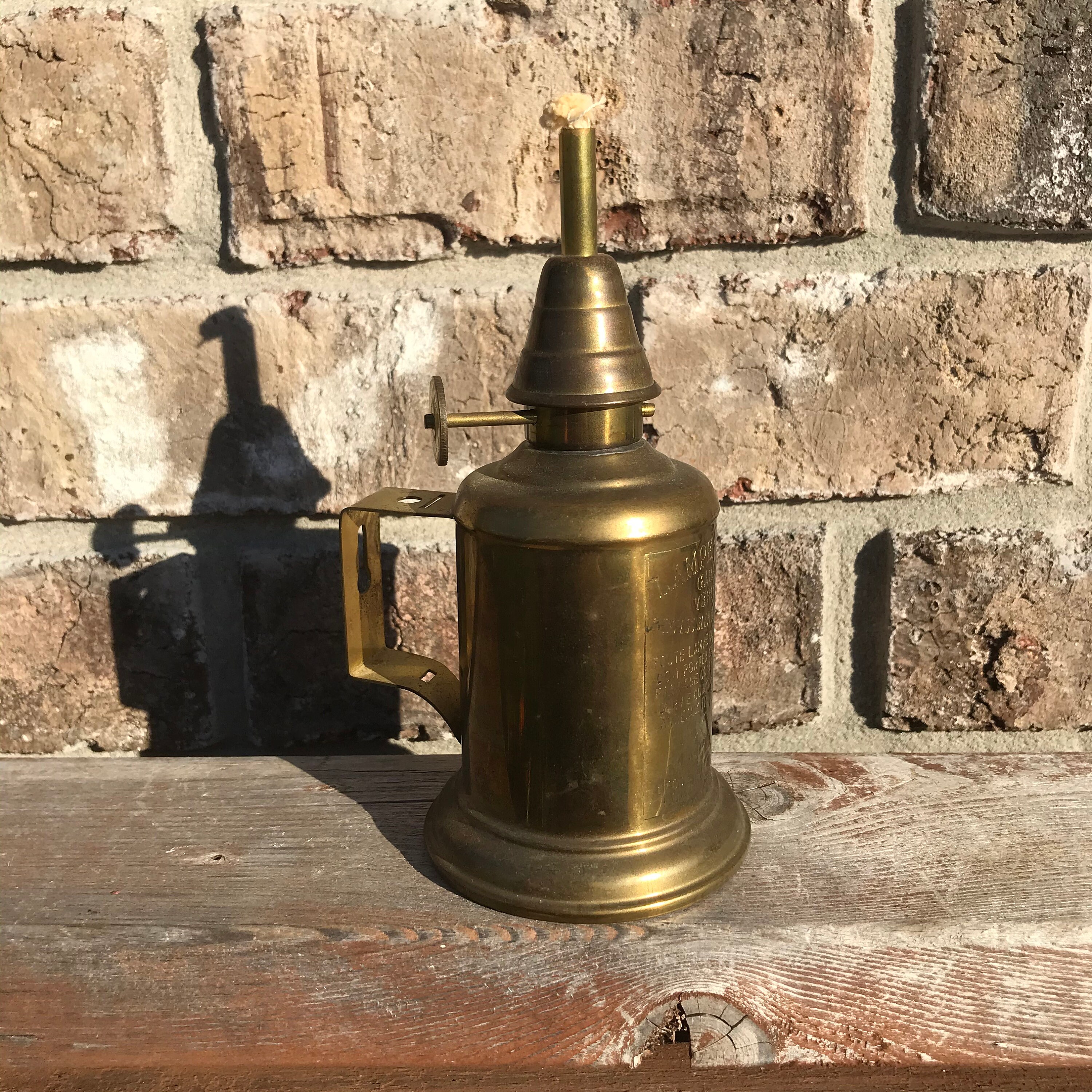Vintage oil Lamp burner Brass wall hanging Small Lantern Etsy