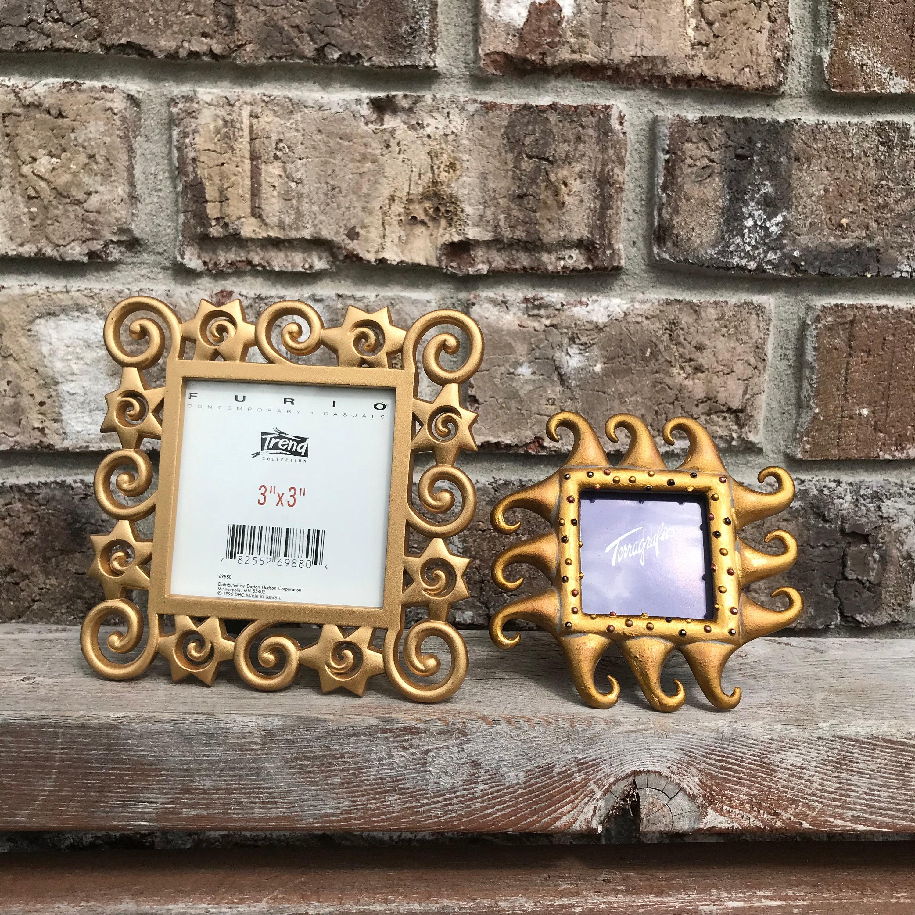 Small gold picture frames Ornate gold mini frame metal Etsy