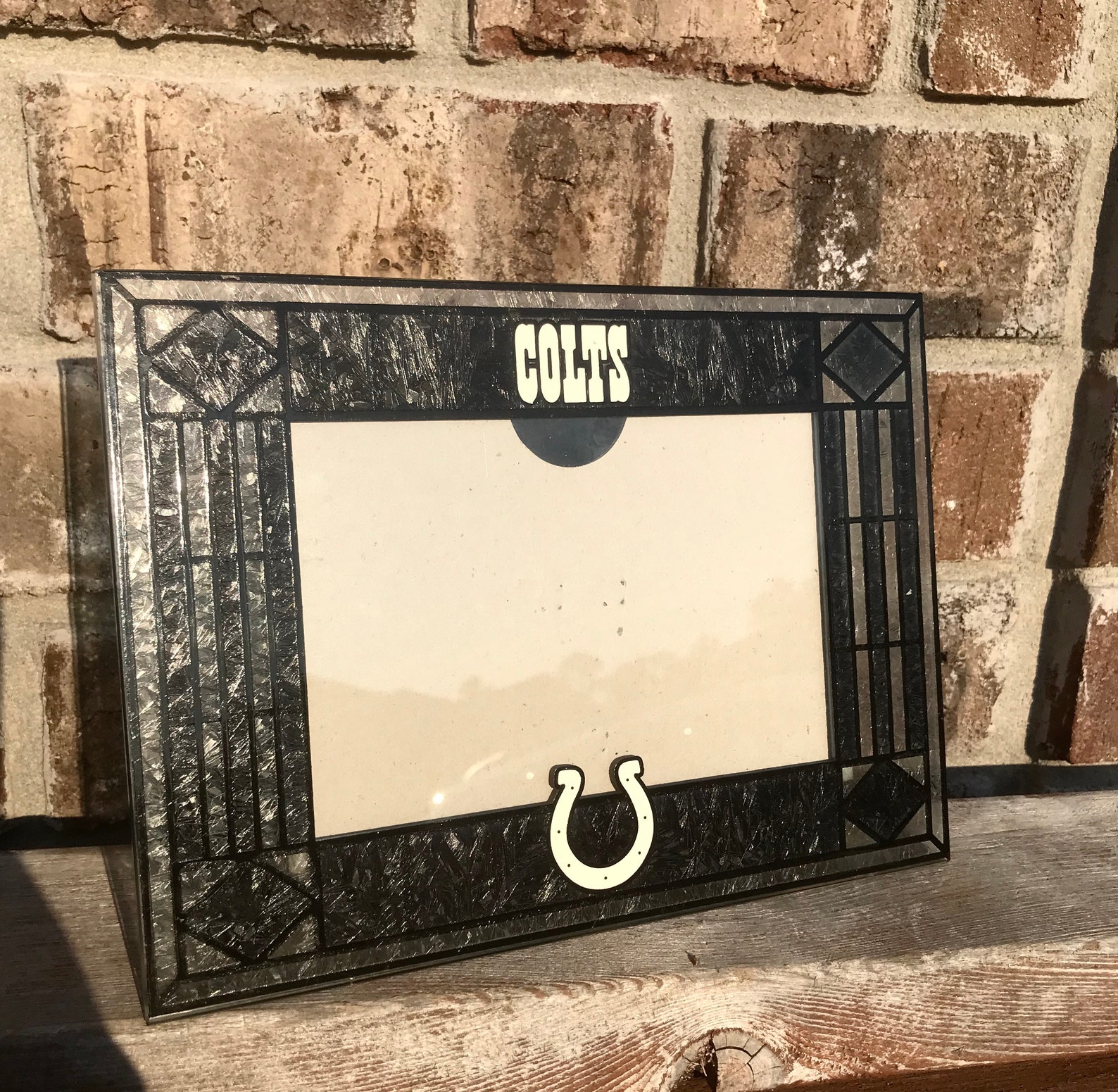 Black glass picture frame 4x6 COLTS Stained glass Etsy
