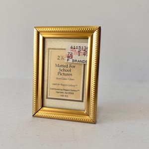 Vintage Embossed Brass Mini Picture Frame: 2.5&quot;x3.5&quot; Desk Photo Frame