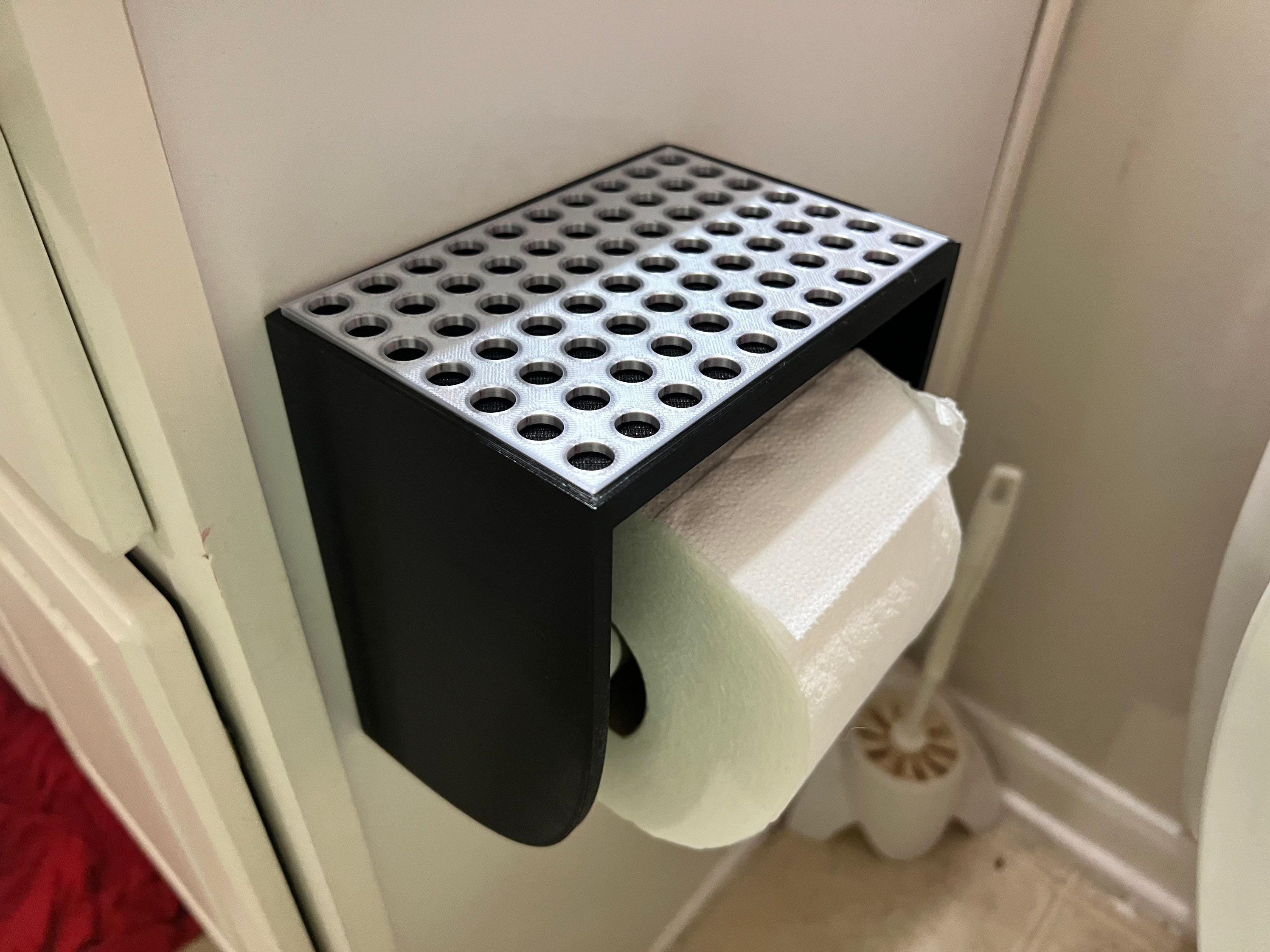 VOLDRA Toilet Paper Holder with Shelf Black Wipes Dispenser Bathroom Toilet  Paper Holder with Storage Upgrade Drawer Design Toilet Tissue Holder