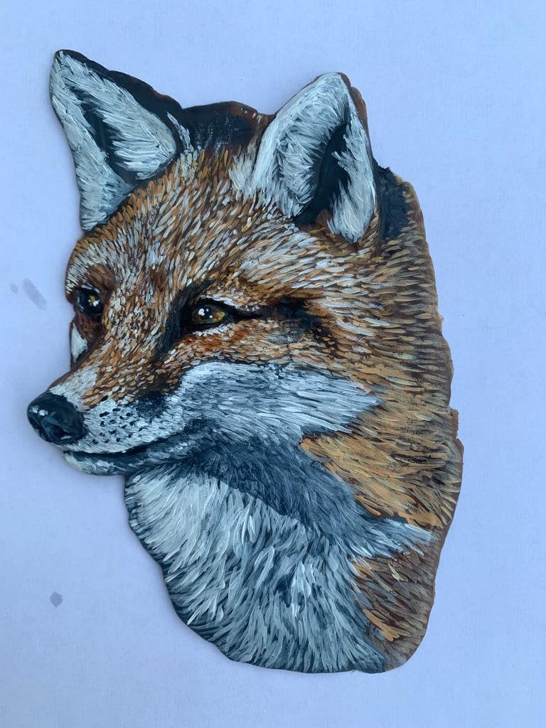 Fox relief sculpture