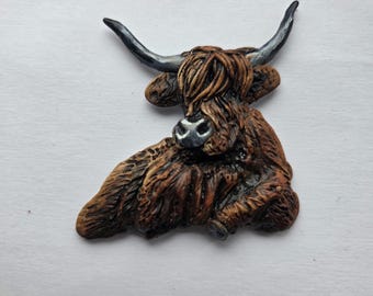 highland cow &quot;Harry&quot; mini fridge magnet