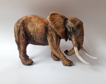 African Elephant clay sculpture