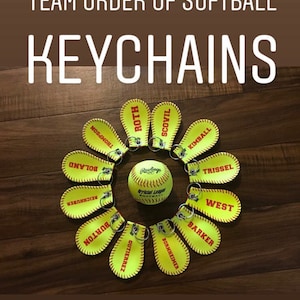 New Handmade Softball Keychain-Personalized