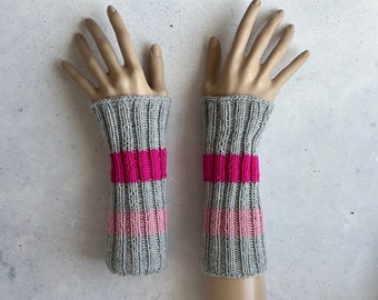 chauffe-bras tricotés/100% Mérinos/chauffe-mains/chauffe-poignets/gants/ noir/gris clair/anthracite et bien d’autres couleurs taille unique