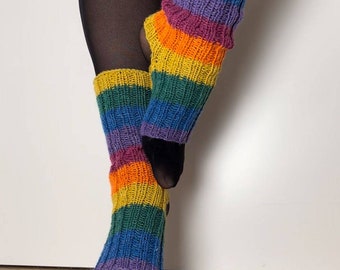 Yogasocken handgestrickt Regenbogenfarben, Unikat, neu! Pilates/Sport/Tanz/Boho