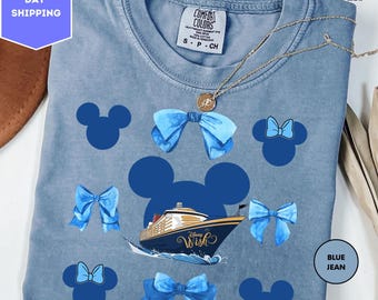 Comfort Colors Coquette Bows Mickey & Friends Disney Cruise Line Shirt, Disney Wish Fantasy Magic Wonder 2025 Matching Tee, Family Cruise