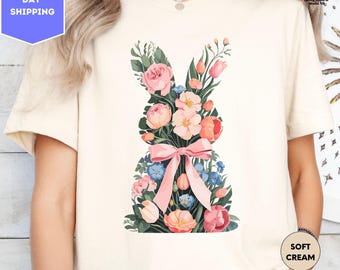 Happy Easter Day Floral Bunny Shirt, Easter Day Shirts, Cute Easter Shirts, Easter Day Shirt for Woman, Easter Bunny Shirt, Bunny Shirts